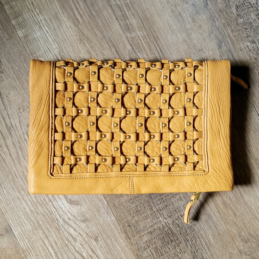 NWOT ASH foldover tan leather clutch